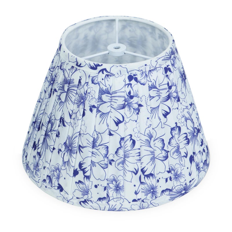 DOLOOTA Small Blue Floral Lamp Shade for Bedside & Desk Lamps (1 Pack), 5x9x6.2 Inch Empire Pleated Lampshade, Cloth Lampshade with Spider Fitter, No Assembly, Ideal for Country, Vintage & Coastal Home Decor - Image 1