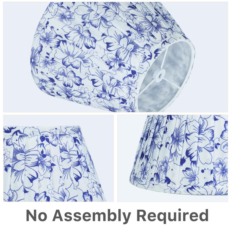 DOLOOTA Small Blue Floral Lamp Shade for Bedside & Desk Lamps (1 Pack), 5x9x6.2 Inch Empire Pleated Lampshade, Cloth Lampshade with Spider Fitter, No Assembly, Ideal for Country, Vintage & Coastal Home Decor - Image 4