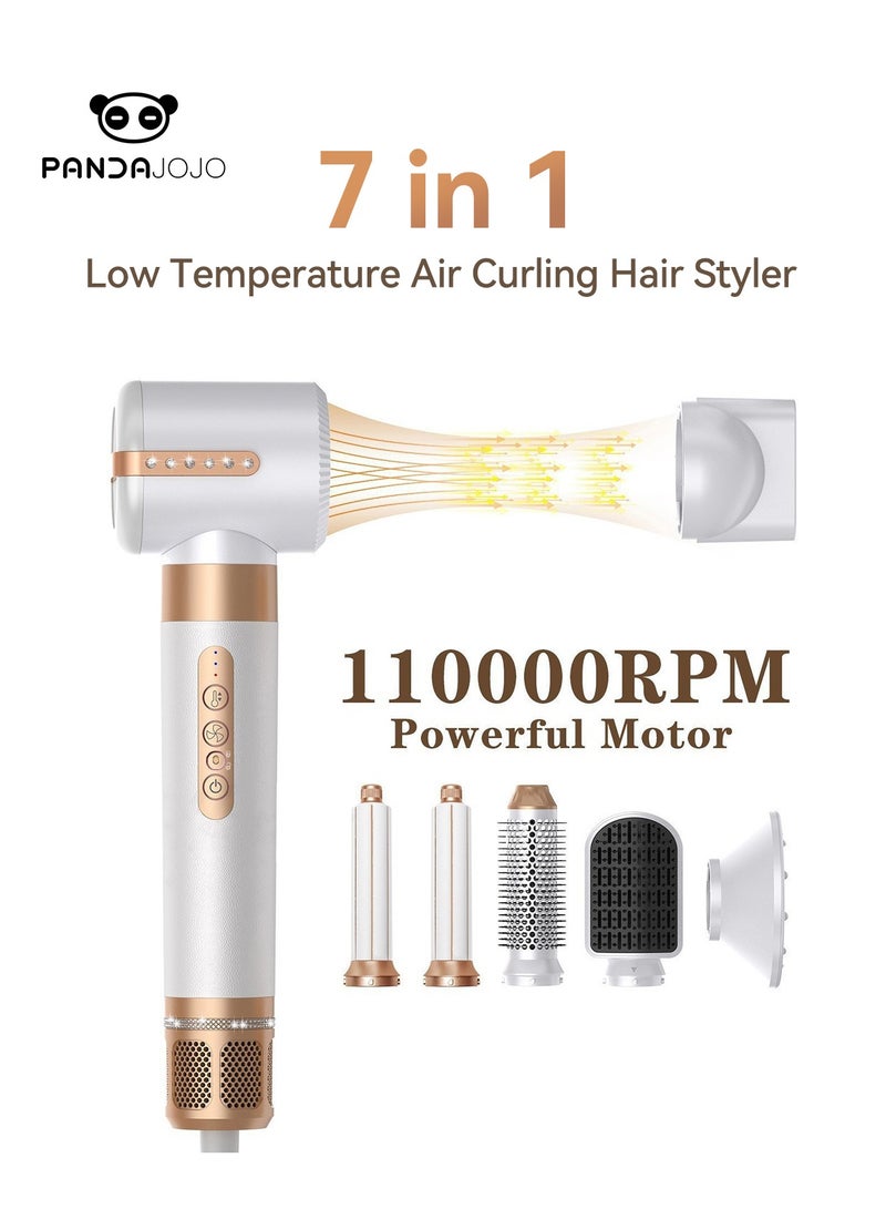 PANDA JOJO 7 in 1 Professional Hair Dryer Set | 1400W Hot Air Styler with Attachments for Curling, Volumizing & Straightening | Salon Gift Set - Image 1