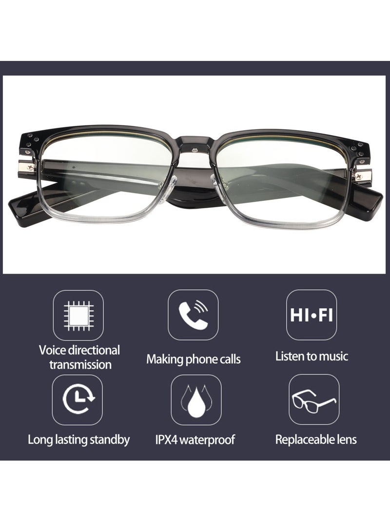 Smart Glasses Open Ear Style IPX4 Waterproof Listen Music and Calls Stereo Wireless Bluetooth 5.3 Audio Glasses Black Progressive Color Frame - Image 4