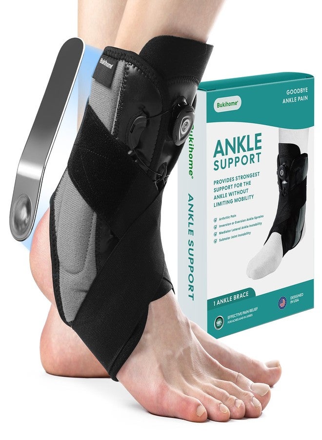 Bukihome Ankle Brace for Women & Men - Maximum Support for Sprained Ankle Injury Recovery with Detachable Aluminum Plate Elastic Adjustable Lace Up Ankle Support for Running Basketball (Small) - Image 1