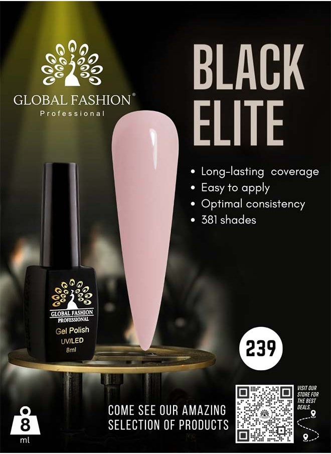 GLOBAL FASHION Black Elite Gel Polish  132 Colors Of Long-Lasting Elegance - 8Ml  239  - Image 2