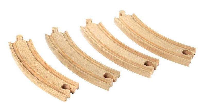 BRIO World 33342 - Large Curved Wooden Tracks | 4-Piece Toy Train Set Extension | Compatible with All BRIO Railway Toys | Safety Tested and Approved | Ideal for Kids Ages 3 and Up - Image 1