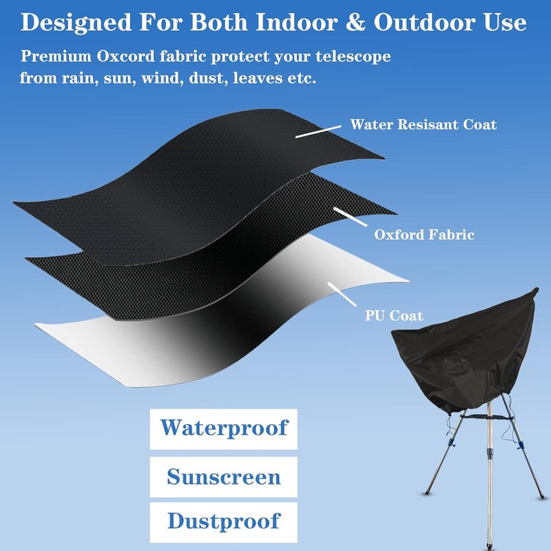 Bigwinyep Telescope Cover Waterproof Outdoor Telescope Cover with Adjustable Drawstring Zipper for Outdoor Indoor, 100x75CM/39x29Inch - Image 4