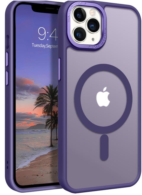 iPhone 11 Pro Max Magnetic MagSafe Case,【Full Shockproof Protection】Translucent Matte Back, Slim Phone Cover with Strong Magnet for Apple 11 Pro Max (2019)(Purple)