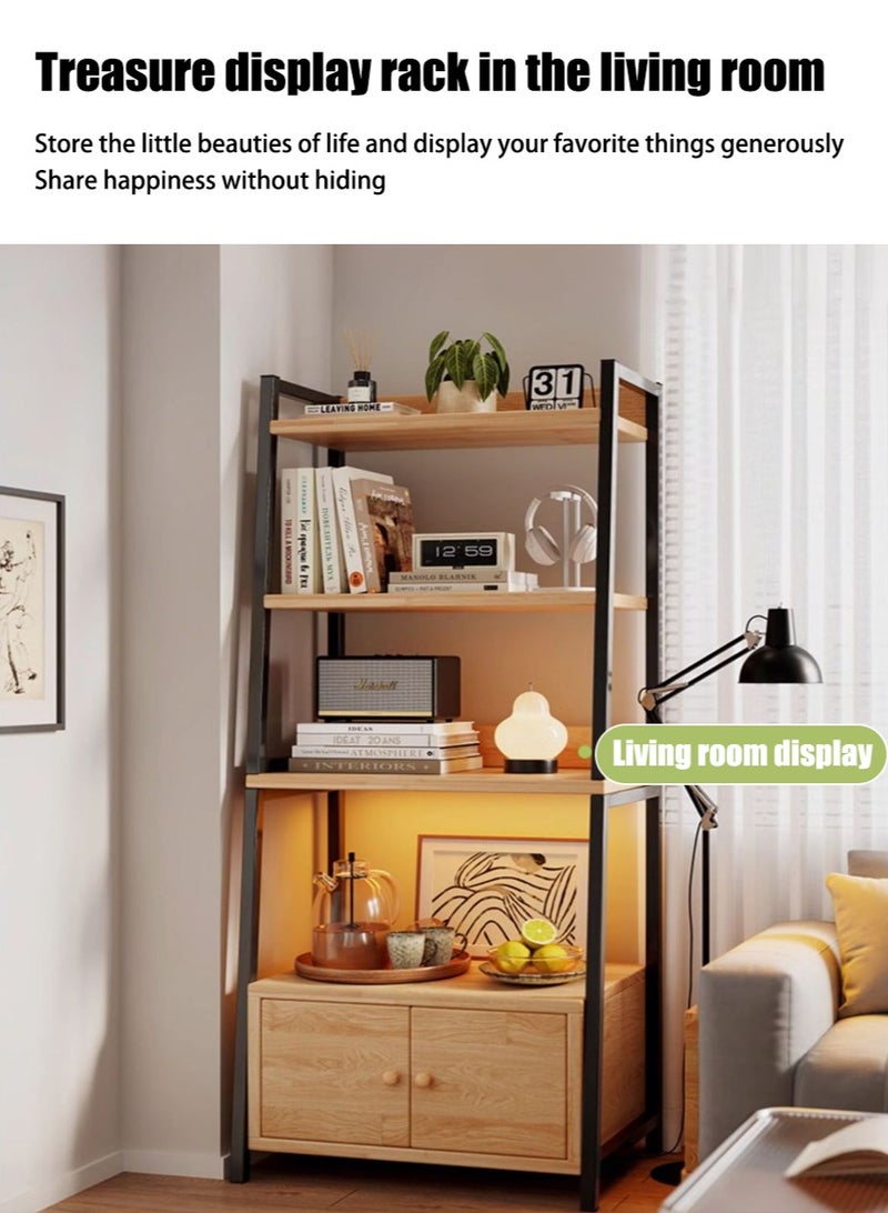 ليون هوم رف كتب مكون من 5 طبقات مع رف تخزين باب رف تخزين غرفة المعيشة رف تخزين مستقل غرفة المعيشة إطار معدني ، رف عرض ، رف زهور شرفة - Image 5