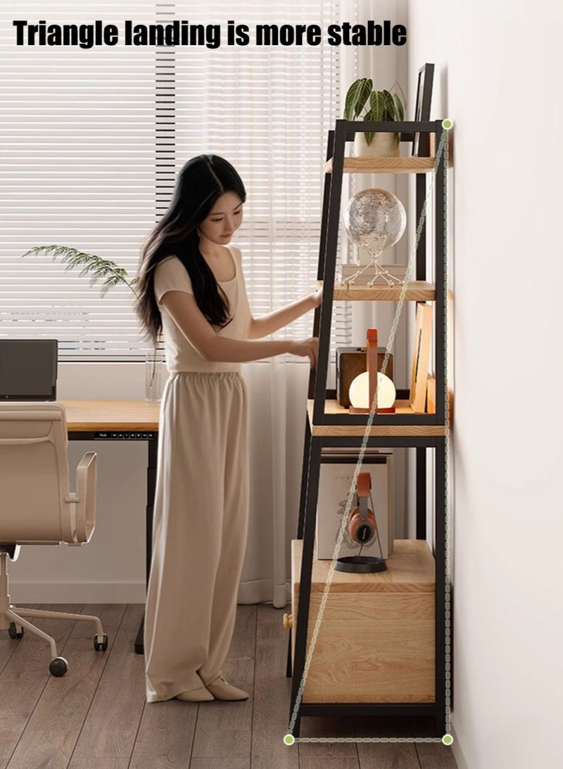 ليون هوم رف كتب مكون من 5 طبقات مع رف تخزين باب رف تخزين غرفة المعيشة رف تخزين مستقل غرفة المعيشة إطار معدني ، رف عرض ، رف زهور شرفة - Image 3