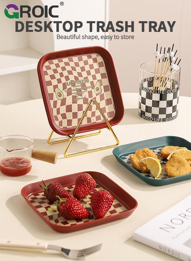 GROIC 4 قطع أطباق عشاء مصنوعة من مواد غذائية مع صينية تخزين، 15 سم أطباق عشاء مربعة خفيفة الوزن وغير قابلة للكسر، أطباق فواكه، أطباق جانبية، أطباق تخزين منزلية، أطباق قمامة للطاولة - Image 2