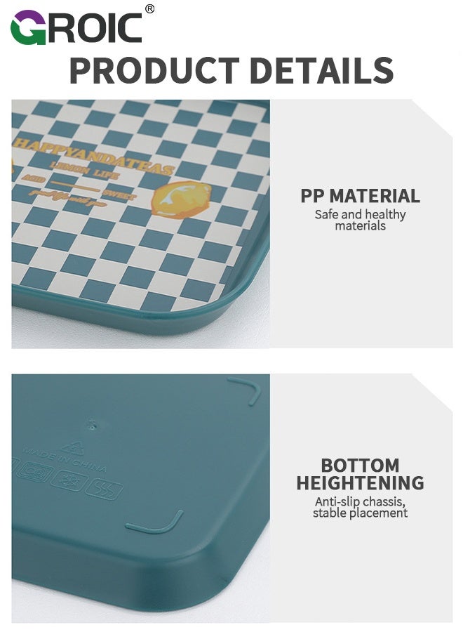 GROIC 4 قطع أطباق عشاء مصنوعة من مواد غذائية مع صينية تخزين، 15 سم أطباق عشاء مربعة خفيفة الوزن وغير قابلة للكسر، أطباق فواكه، أطباق جانبية، أطباق تخزين منزلية، أطباق قمامة للطاولة - Image 4