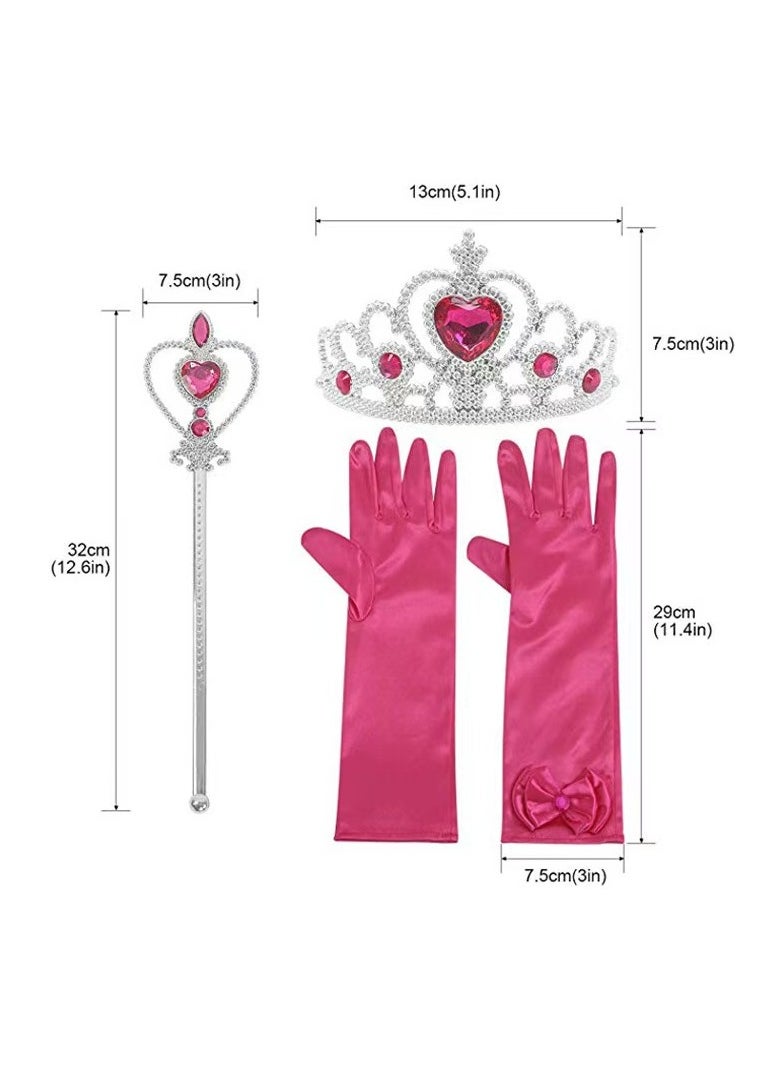 DELGREEN 5-piece Frozen Princess Anna birthday party crown magic wand gloves earrings necklace set rose red.  - Image 3