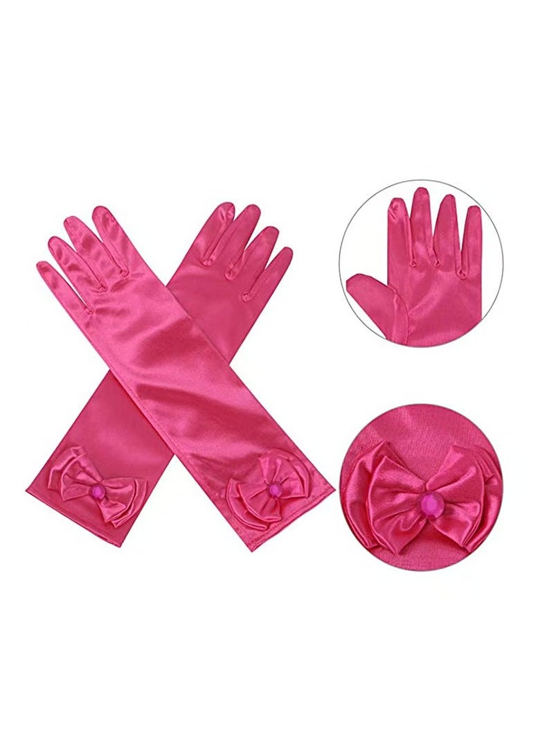 DELGREEN 5-piece Frozen Princess Anna birthday party crown magic wand gloves earrings necklace set rose red.  - Image 4