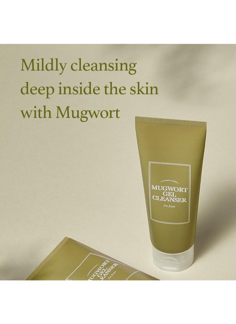 I'm from Mugwort Gel Cleanser 150ml, Mugwort 60%, Calming, Soothing, Mild low pH Korean Face Wash for Sensitive Skin, Irritated Skin, Herbal, Hypoallergenic, Vegan