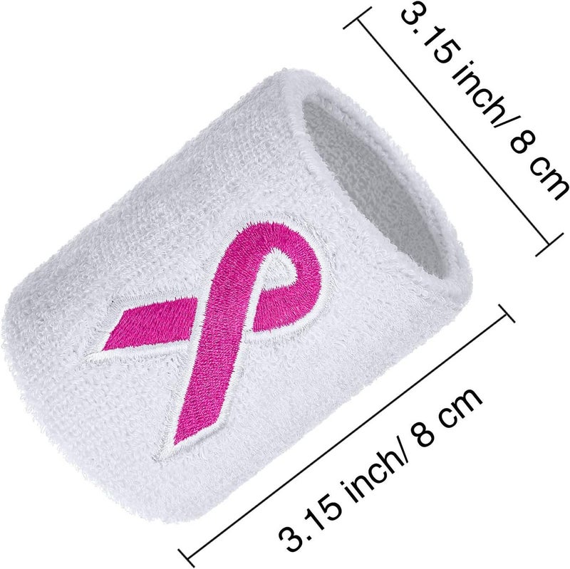Bememo 12 Pack Breast Cancer Awareness Wristbands Bulk Pink Ribbon Sweatbands for Men and Women, Basketball Baseball Running and Supporting Breast Cancer Awareness Month - Image 4