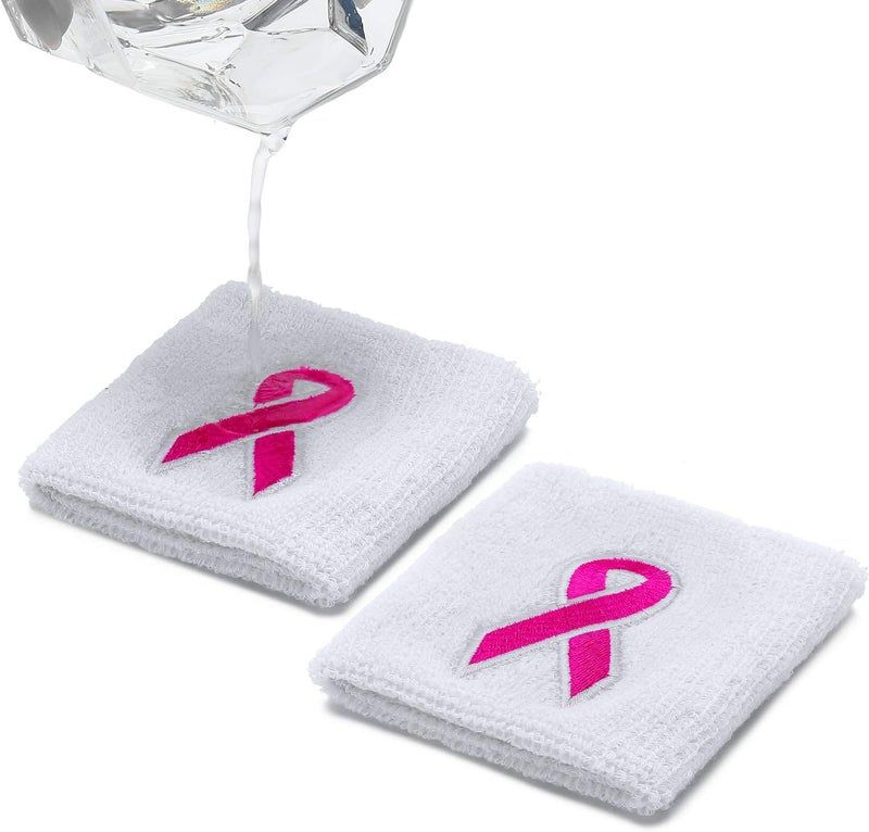 Bememo 12 Pack Breast Cancer Awareness Wristbands Bulk Pink Ribbon Sweatbands for Men and Women, Basketball Baseball Running and Supporting Breast Cancer Awareness Month - Image 5