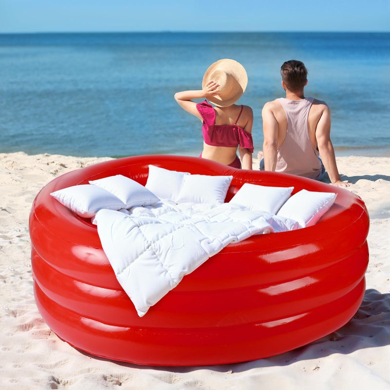 Silipull Valentines Giant Red Heart Shaped Inflatable Swimming Pool 71" x 63" x 24" Large Heart Blow up Pool Fits 2-3 Adults for Valentines Wedding Bachelorette Bride Summer Beach Party - Image 5
