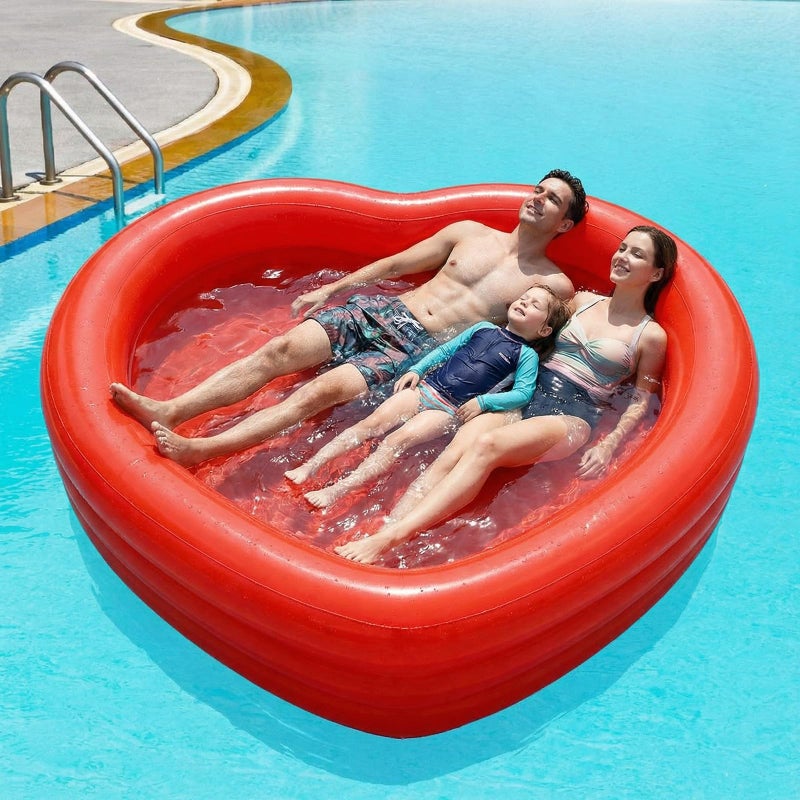 Silipull Valentines Giant Red Heart Shaped Inflatable Swimming Pool 71" x 63" x 24" Large Heart Blow up Pool Fits 2-3 Adults for Valentines Wedding Bachelorette Bride Summer Beach Party - Image 3
