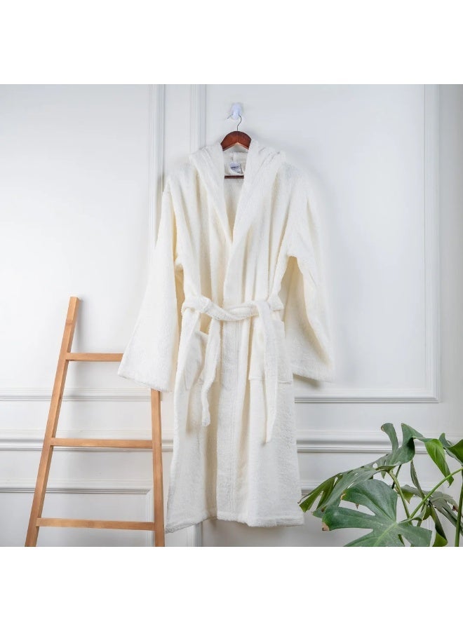 Nadav Hooded Bathrobe – Premium 100% Cotton – White – 1 Piece – Size XXL - Image 1