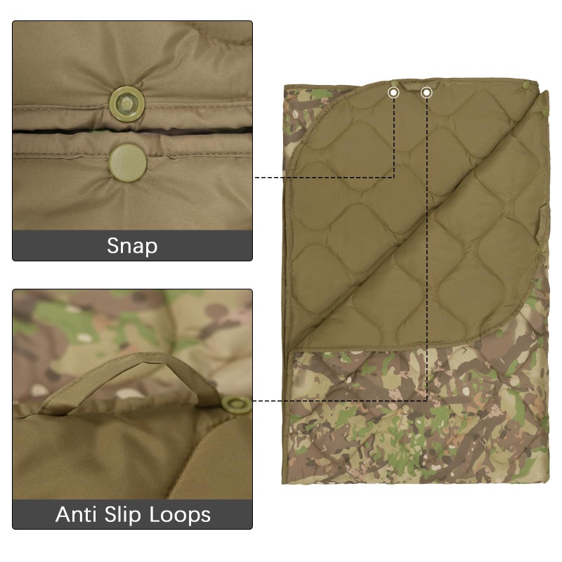 LOOGU Camo Blanket Waterproof Poncho Liner for Outdoor Camping, Hiking, Hunting, Survival, Backpacking, Picnicking, Fishing Trips - Image 3