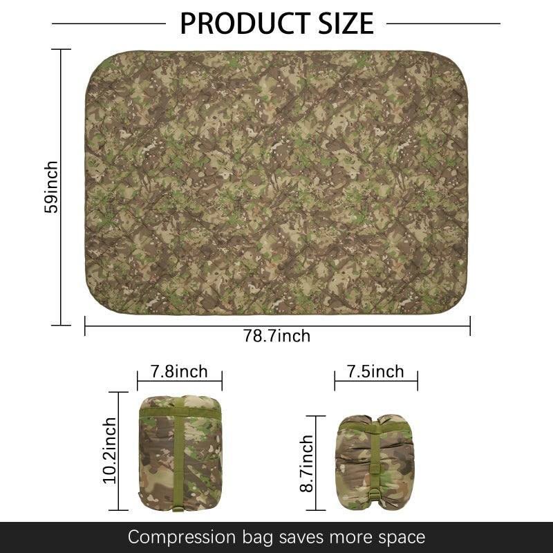 LOOGU Camo Blanket Waterproof Poncho Liner for Outdoor Camping, Hiking, Hunting, Survival, Backpacking, Picnicking, Fishing Trips - Image 5