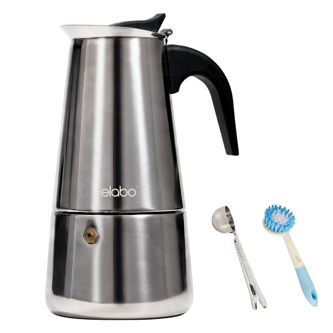 STOVETOP ESPRESSO MACHINE AND MOKA POT FOR GAS OR ELECTRIC CERAMIC STOVETOP ITALIAN ESPRESSO COFFEE SHOT MAKER FOR ITALIAN ESPRESSO CAPPUCCINO AND LATTE STAINLESS STEEL 304 10 CUPS