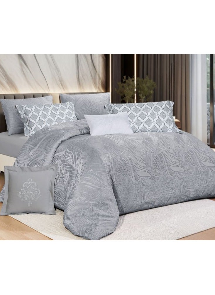Hours - Hours comforter set with soft, silky jacquard fabric and a modern and distinctive pattern that satisfies all tastes 8 pieces king size - Image 1