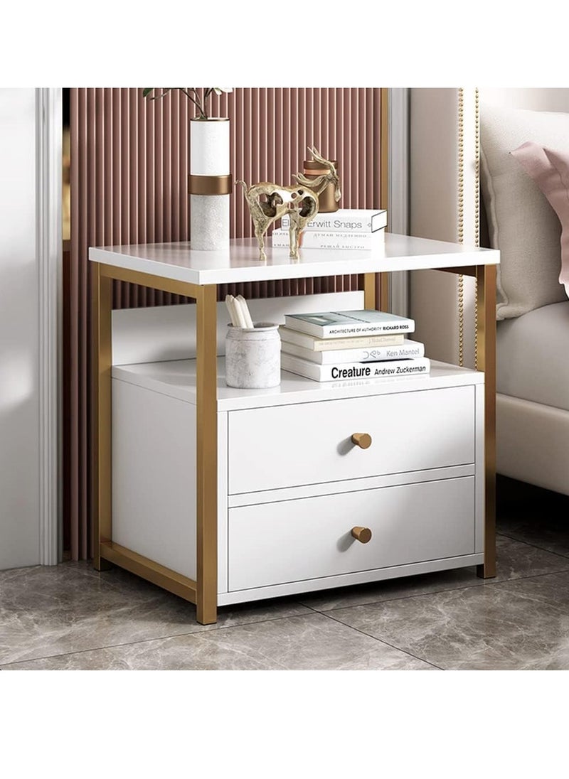 Bedside tables bedroom living room storage tables Modern bedside table with gold metal frame bedside table with two drawers suitable for bedroom living room