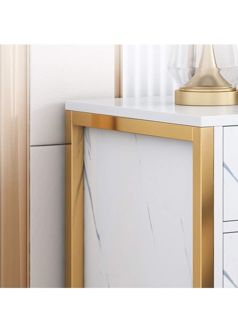 Bedside tables bedroom living room storage tables Modern bedside table with gold metal frame bedside table with two drawers suitable for bedroom living room