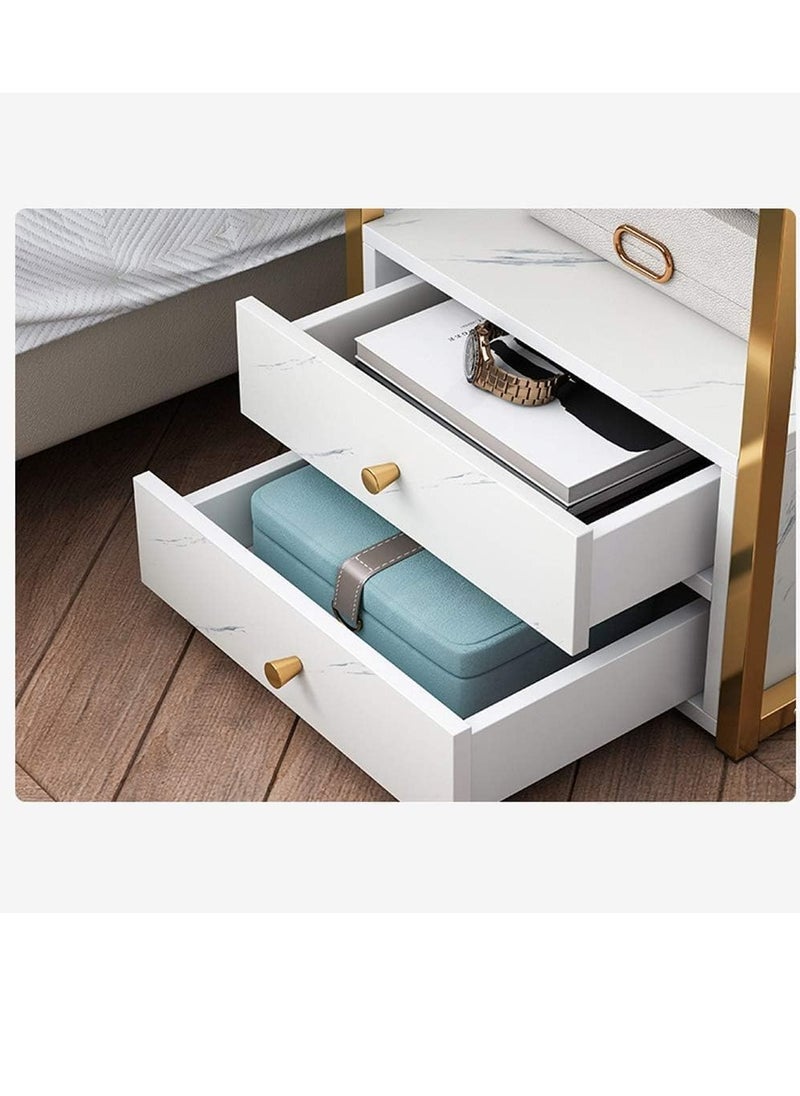 Bedside tables bedroom living room storage tables Modern bedside table with gold metal frame bedside table with two drawers suitable for bedroom living room