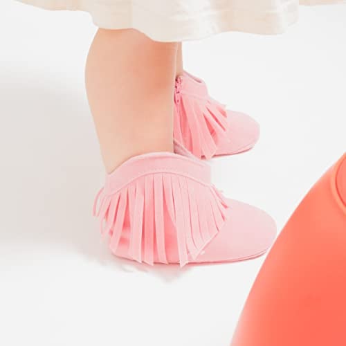 Meckior Baby Girls Cowboy Tassel Boots Side Zipper Moccasins Soft Bottom Non-Slip Toddler Shoe - Image 3