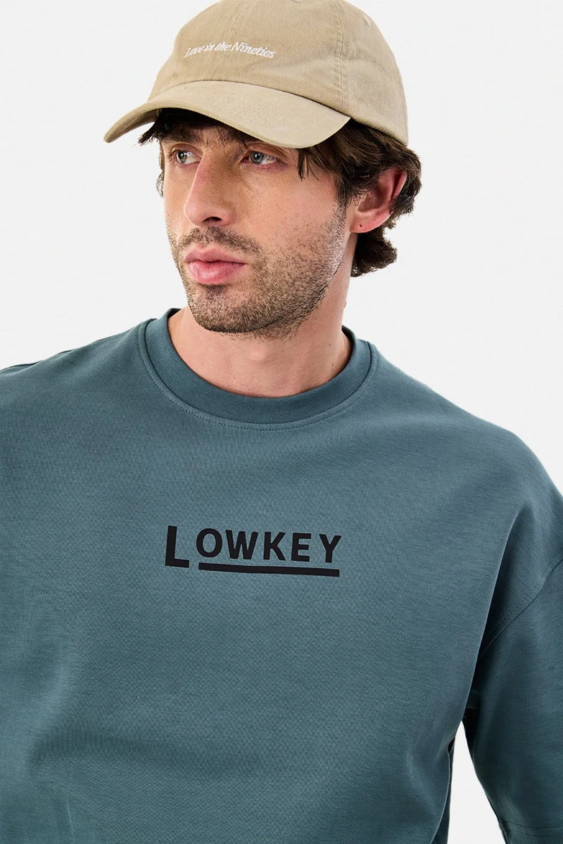Snitch Teal Teal Graphic Half Sleeve Oversized Streetwear T-Shirt for Men | Best Price UAE