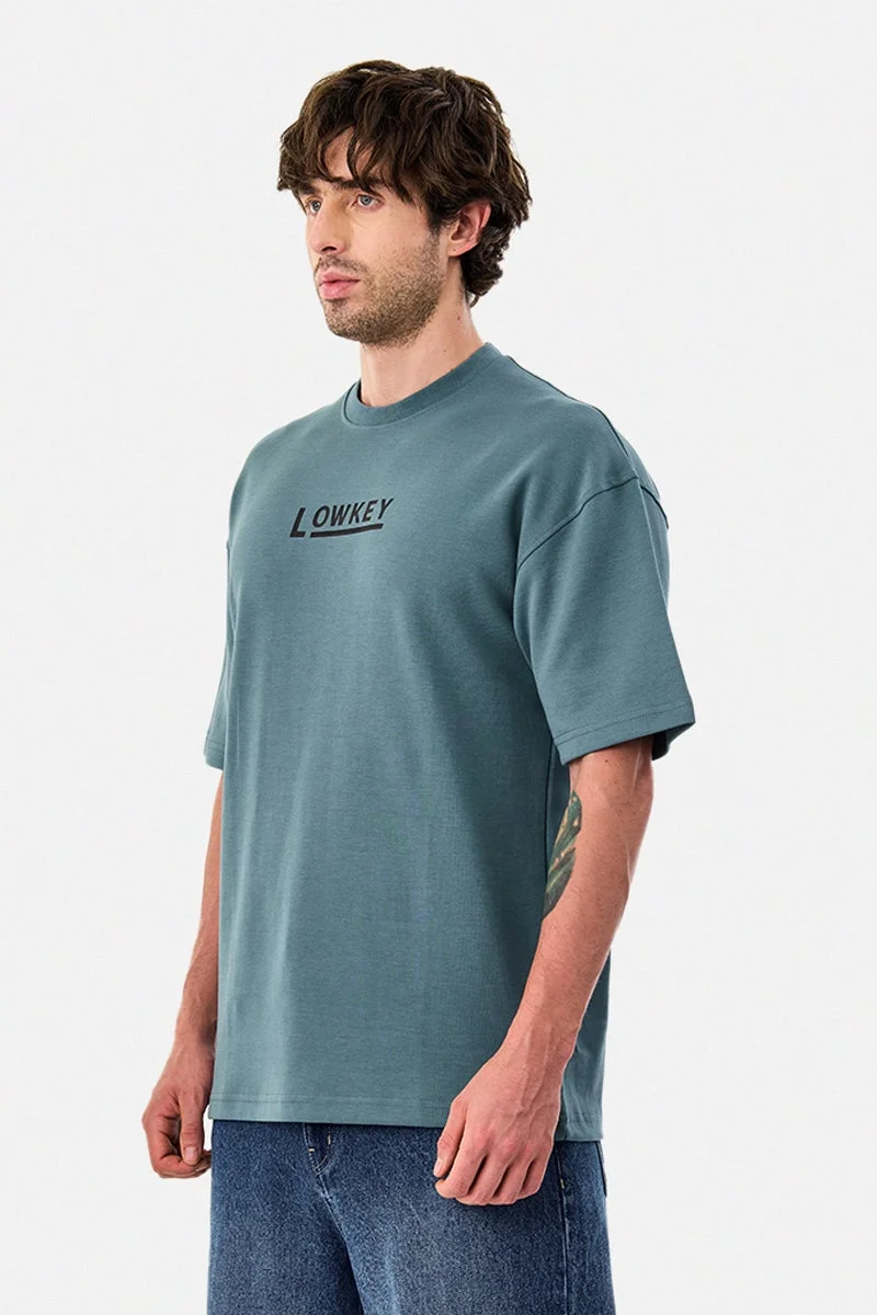 Snitch Teal Teal Graphic Half Sleeve Oversized Streetwear T-Shirt for Men | Best Price UAE