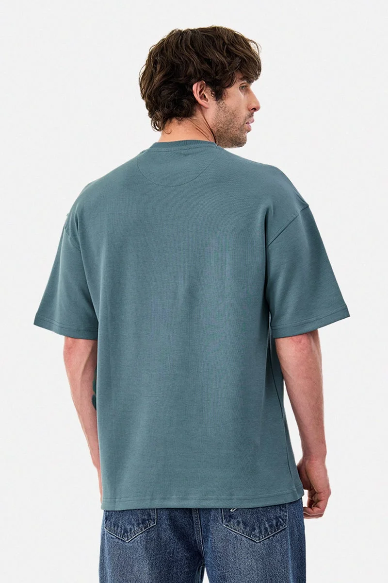 Snitch Teal Teal Graphic Half Sleeve Oversized Streetwear T-Shirt for Men | Best Price UAE