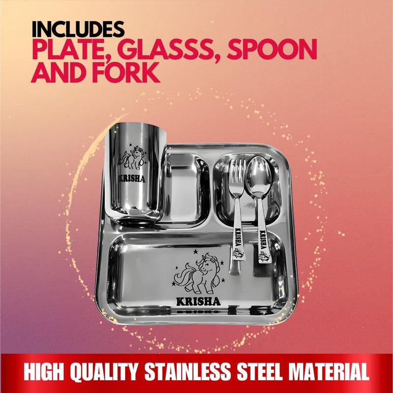 ncgifts Personalized Gift for Kids Customized Stainless Steel Kids Name Plate Set Unique Customizable Plates for Boys Girls Birthday Engraved with Name Character Mealtime Fun and Creativity - Image 5