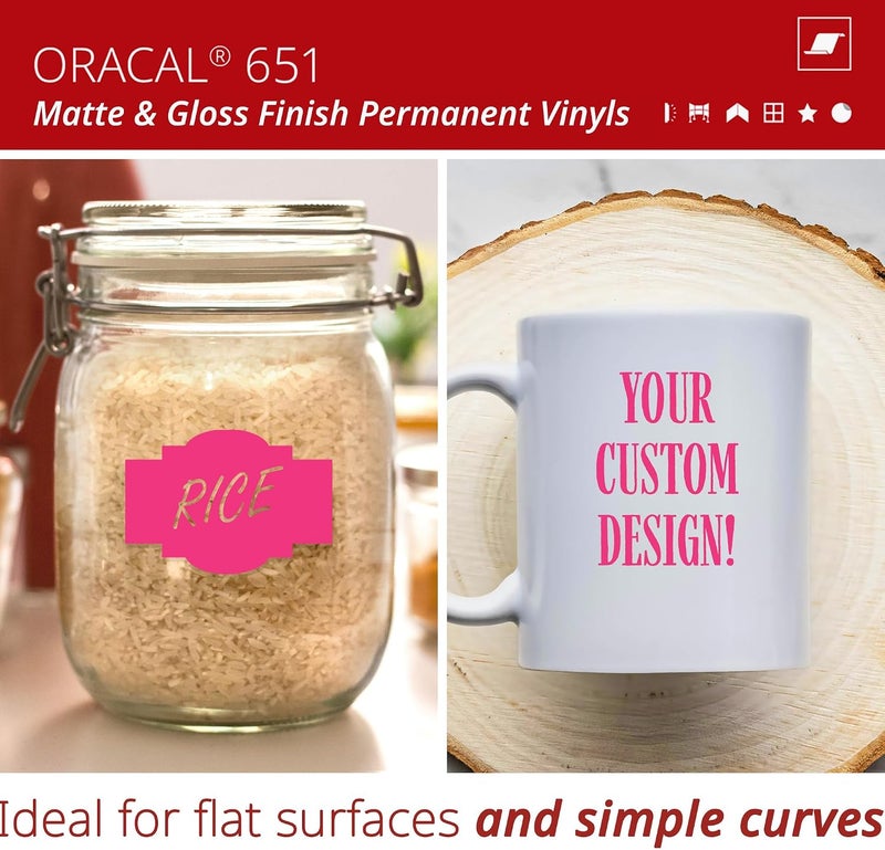 ORACAL 651 Matte Pink Vinyl Durable Roll Easy to Weed Permanent Adhesive Craft Vinyl for Plotting Machines, Decals & DIY Projects 12” x 10ft - Image 2