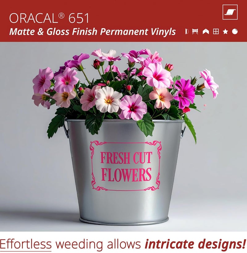ORACAL 651 Matte Pink Vinyl Durable Roll Easy to Weed Permanent Adhesive Craft Vinyl for Plotting Machines, Decals & DIY Projects 12” x 10ft - Image 3