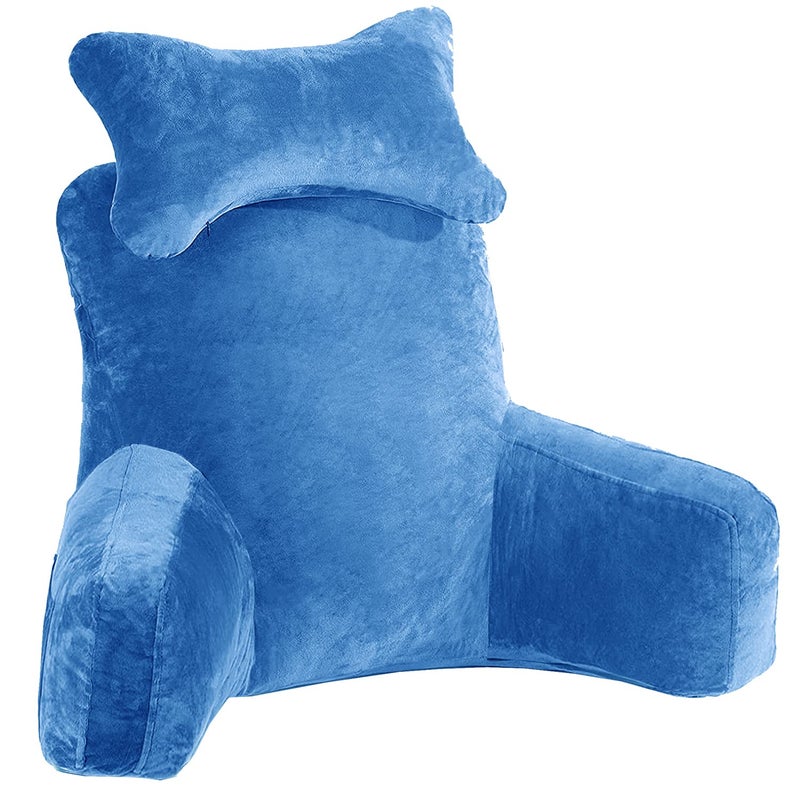 COOZLY COOZLY Backrest CushionReading PillowBed Rest Pillow with Detachable Neck Roll Arms for Sitting in BedBack Pillows for ReadingWatching TVGamingRelaxing VelvetTurquoise 