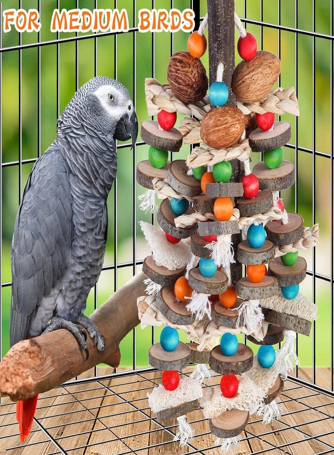 BBjinronjy Large Parrot Toys Bird Chewing Toys-Natural Nuts Corn Loofah Wooden Bird Cage Toy for African Grey,Macaws,Conure,Cokatoos,Cockatiel,Amazon Parrots and Other Medium and Small Birds - Image 5