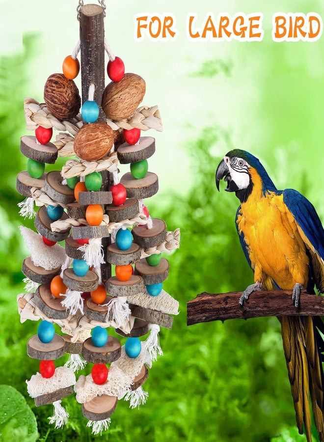 BBjinronjy Large Parrot Toys Bird Chewing Toys-Natural Nuts Corn Loofah Wooden Bird Cage Toy for African Grey,Macaws,Conure,Cokatoos,Cockatiel,Amazon Parrots and Other Medium and Small Birds - Image 3