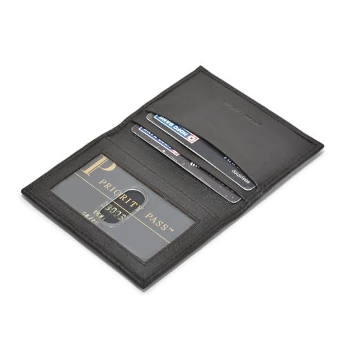 LB LEATHERBOSS Leatherboss Genuine Leather Small Slim Bifold Wallet | Credit, Debit, ID Card Holder | Compact & Stylish with Clear ID Windows | Gift for Men, Black - Image 2