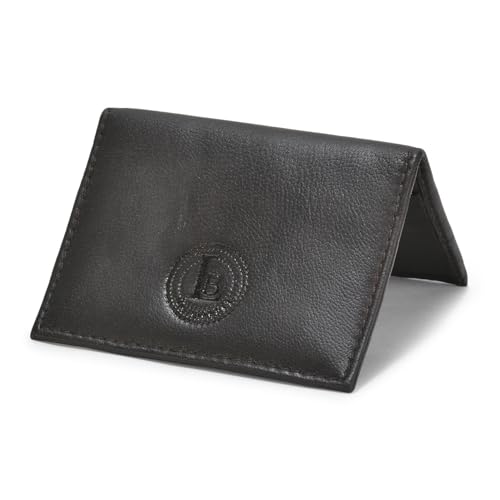 LB LEATHERBOSS Leatherboss Genuine Leather Small Slim Bifold Wallet | Credit, Debit, ID Card Holder | Compact & Stylish with Clear ID Windows | Gift for Men, Black - Image 1