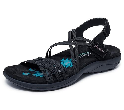Skechers Women's Reggae Slim-Takes Two Sporty Sandal, Black/Black, 6 M - Image 4