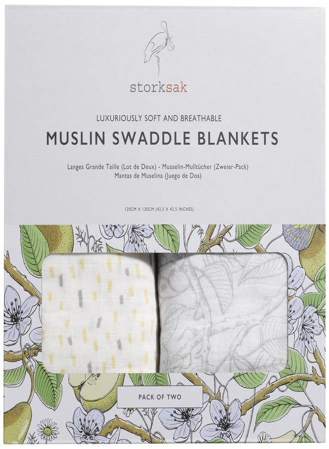 Storksak Muslin Swaddle Blankets Two-Pack, Mixed Print - Image 1