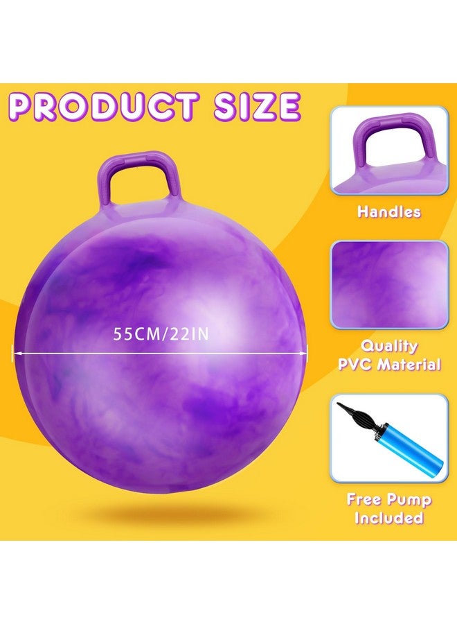 Lewtemi Lewtemi Hopper Ball, Hopping Toys for Kids, 22 Inch Bouncing Ball Hippity with Handle Rubber Hop, Jumping Exercise with Air Pump for Outdoors Games Toys for Boys and Girls Ages 7-12 (Gradient Purple)  - Image 2