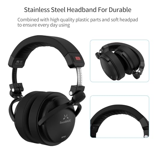 SoundMAGIC HP151 Over-Ear Wired Headphones for Monitoring & Recording, Closed-Back HiFi Stereo Headsets for Audiophiles, Work with All Audio Devices, Adjustable & Collapsible Design, Black - Image 4