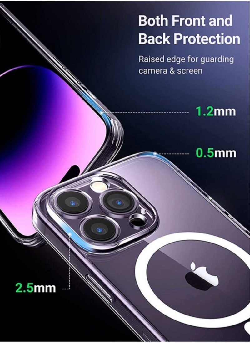 iPhone 14 Pro Max Magnetic Case, Compatible with MagSafe Wireless Charging, Anti-Scratch Bumper Cover (Clear), TPU - PC