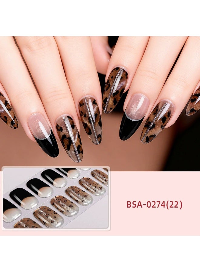 UV/LED Curing Leopard Print Gel Nail Wraps | Waterproof Patterned Gel Nail Stickers for DIY Manicure