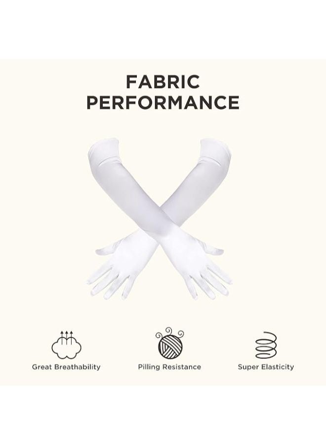 Women's Long Satin Finger Gloves Elbow Length Opera for Evening Party Costume - Image 2