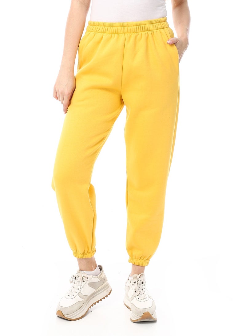 Andora Melton Elastic Sweatpants_Yellow - Image 1