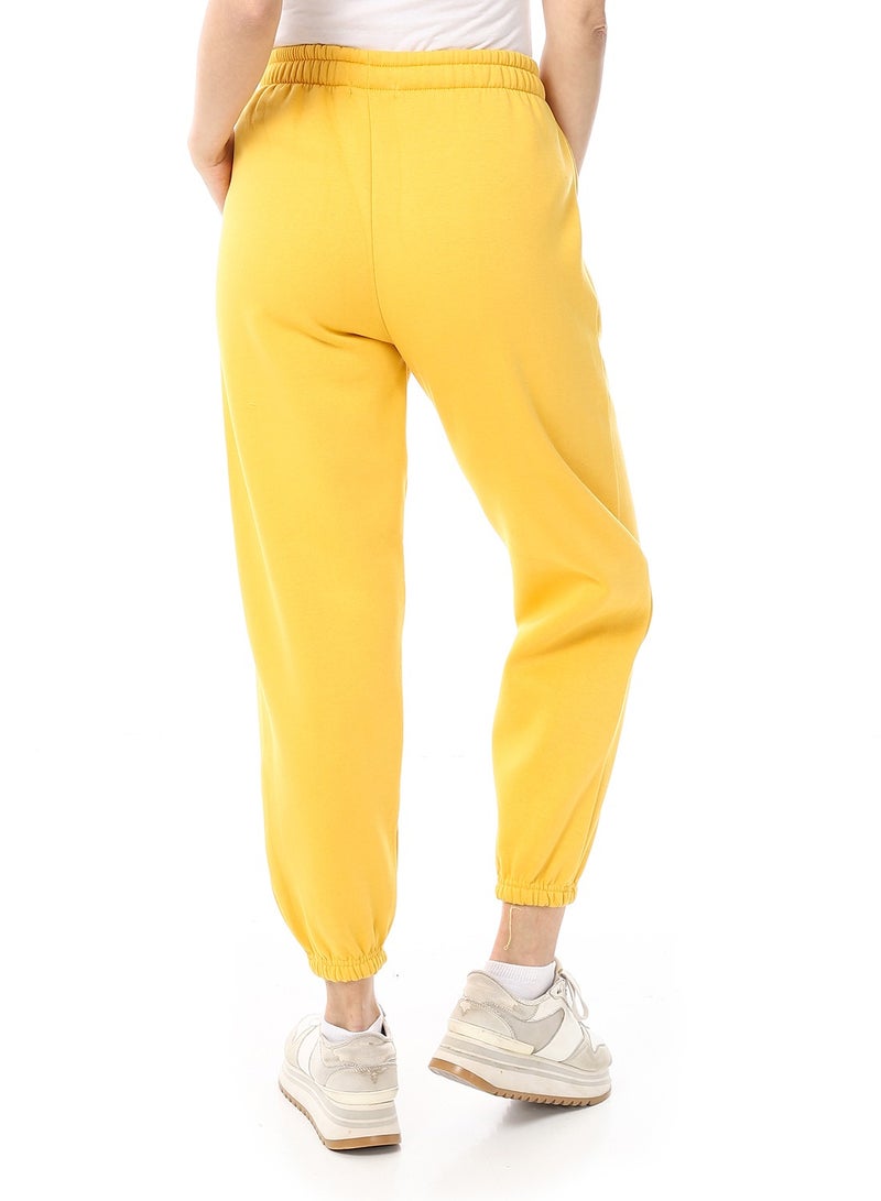 Andora Melton Elastic Sweatpants_Yellow - Image 3