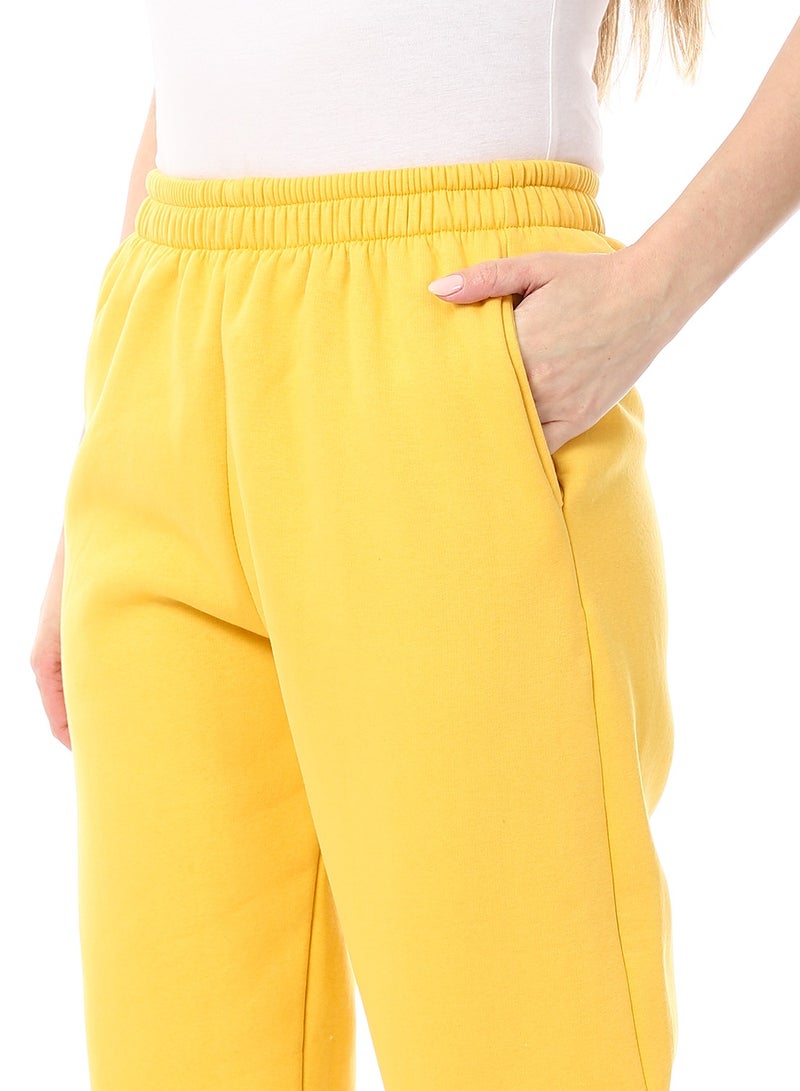 Andora Melton Elastic Sweatpants_Yellow - Image 4